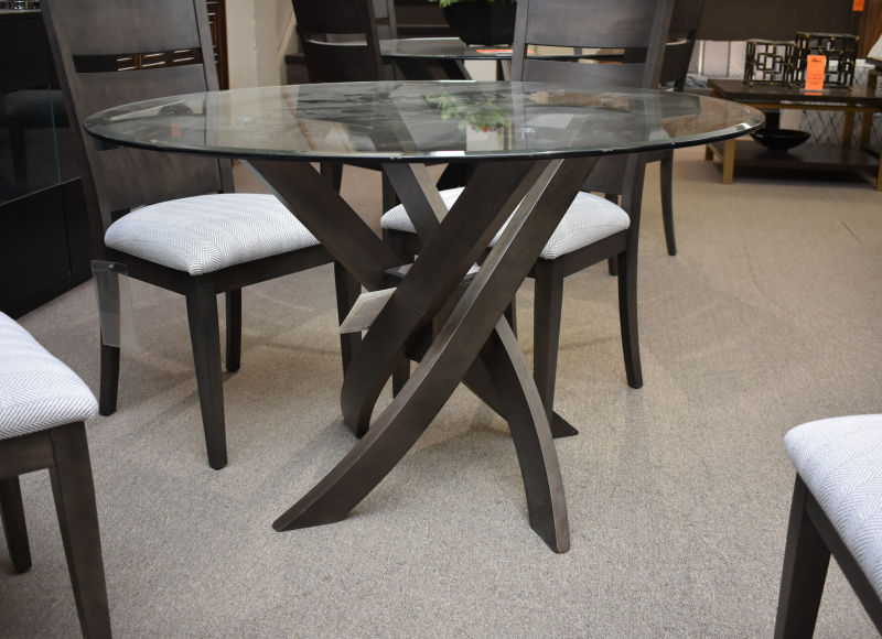 48"Glass Pedestal Table and 4 Chairs