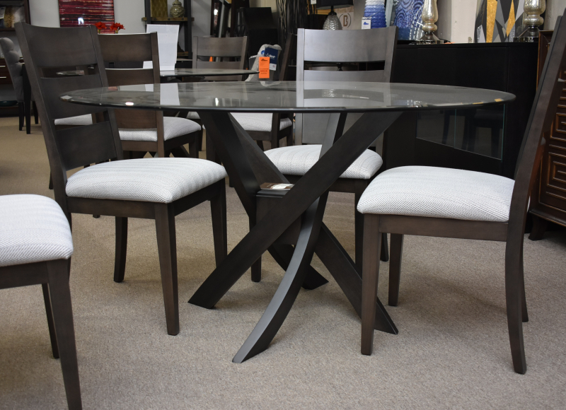 54" Glass Pedestal Table and 4 Chairs