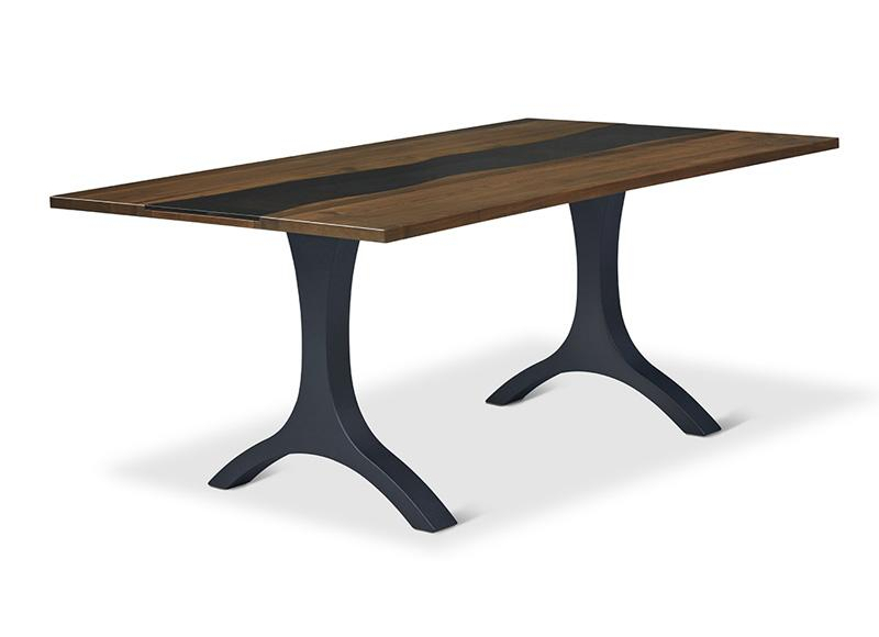 Evora River Top Metal Double Pedestal Table