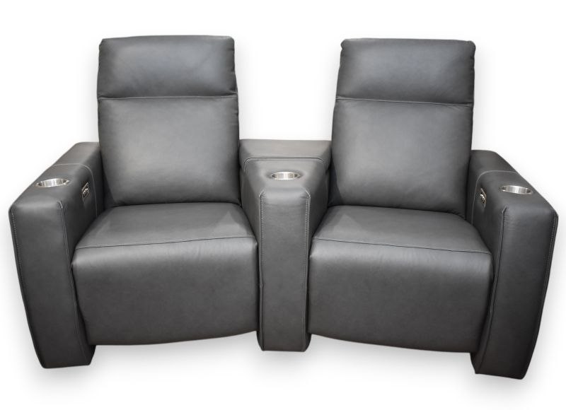 Leather Reclining Console Loveseat