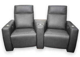 Leather Reclining Console Loveseat